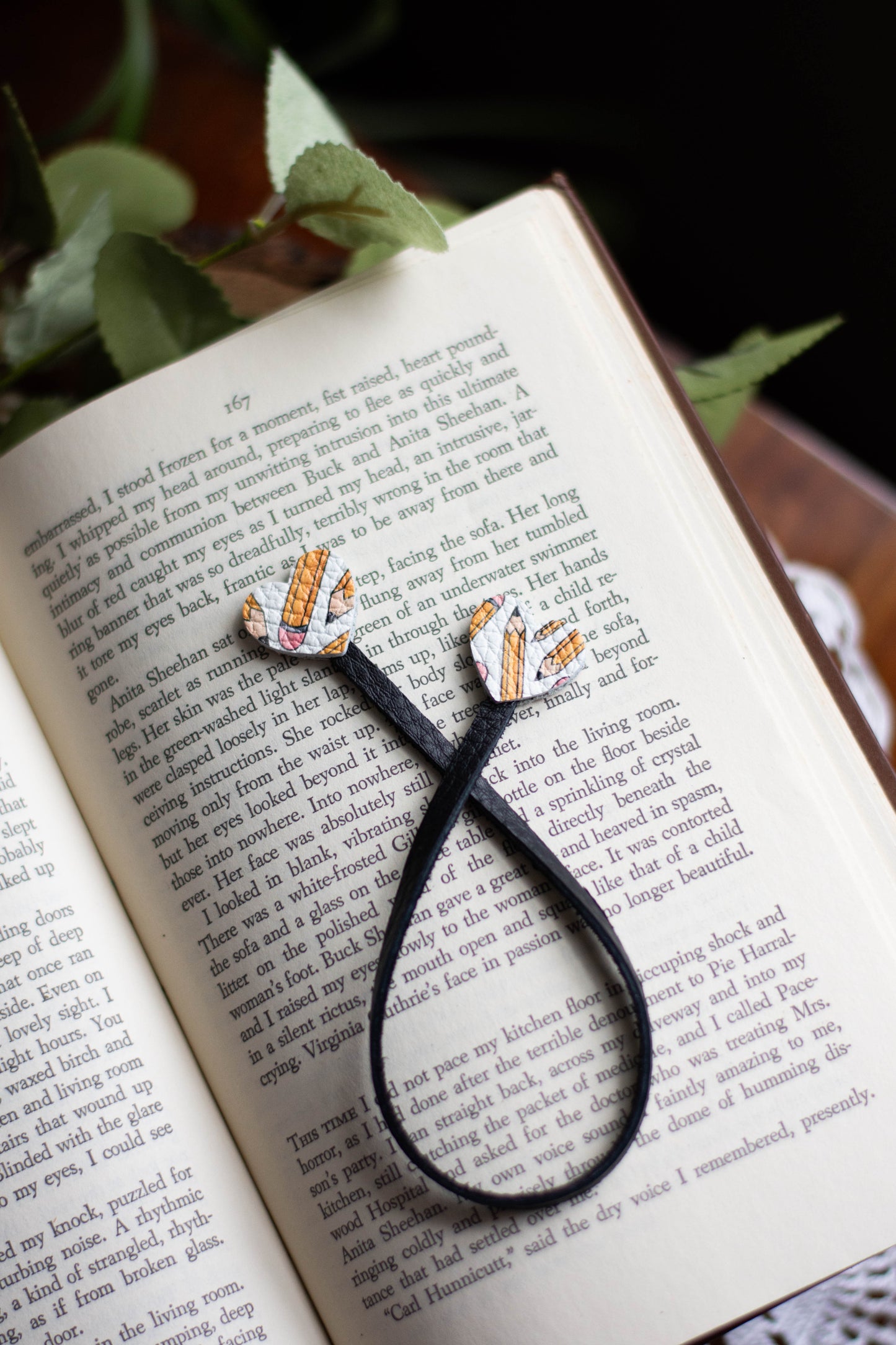 Leather Ribbon Pagemarker | Pencils