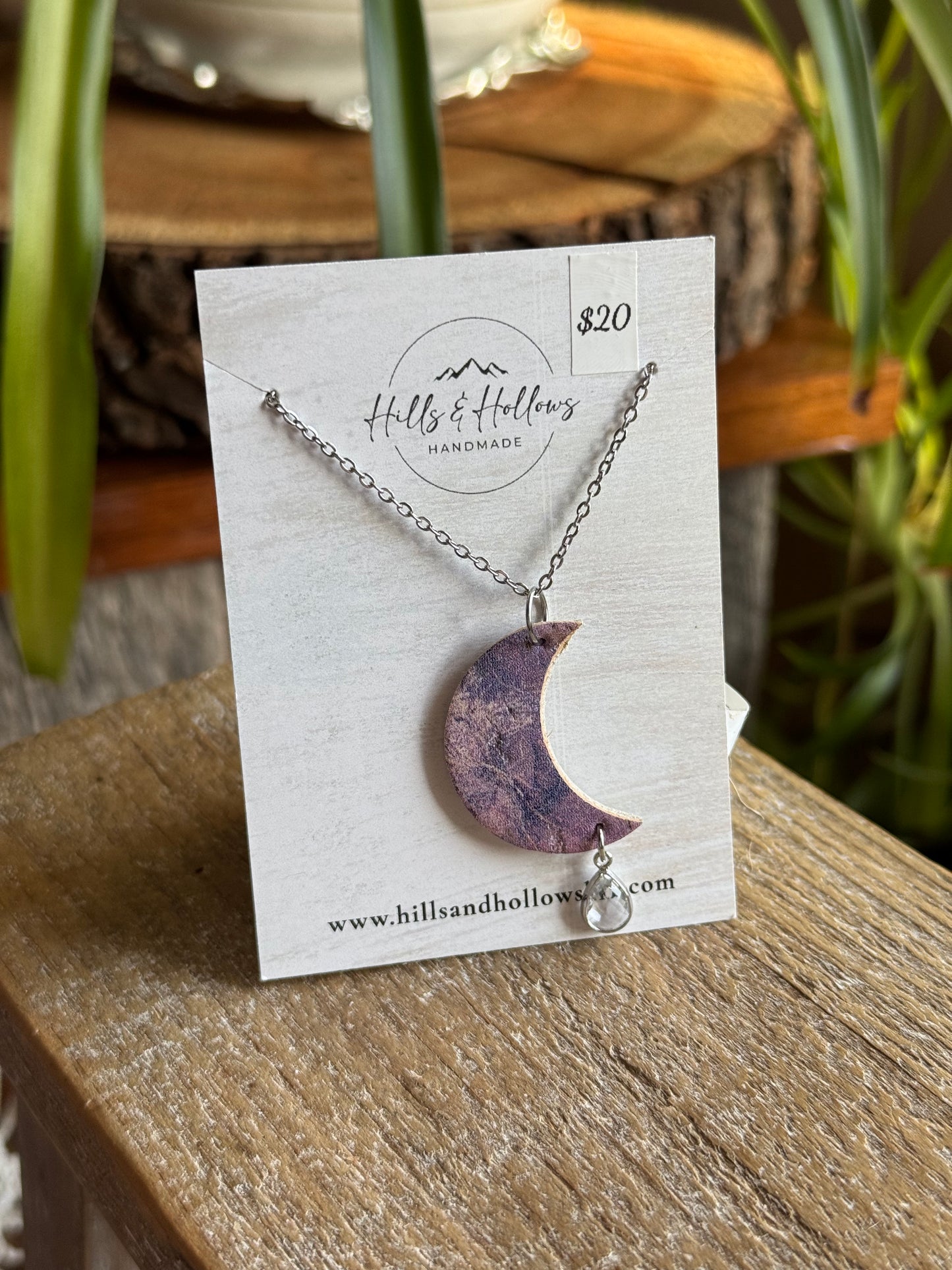 Purple Marbled Moon Necklace