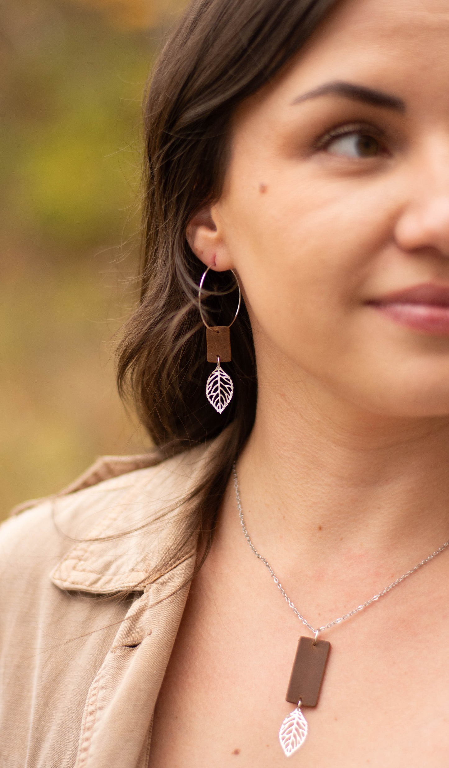 Rustic Leaf Hoop Set