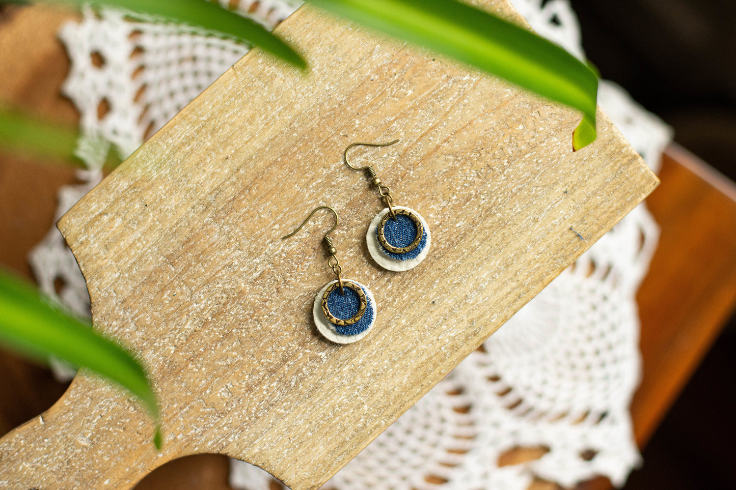 Denim & Leather Two-Tone Circles