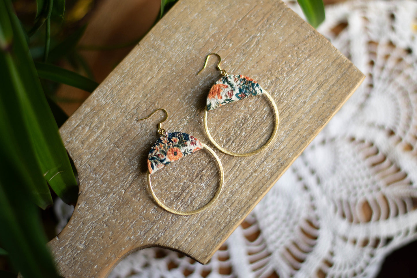 Vintage Floral Gold Hoop