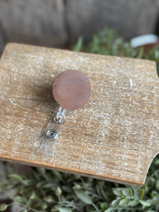 Brown Leather Badge Reel