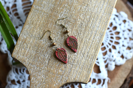 Red Bronze Leaf Dangle