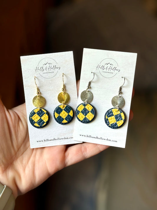 Blue + Gold Checkered Small Circles