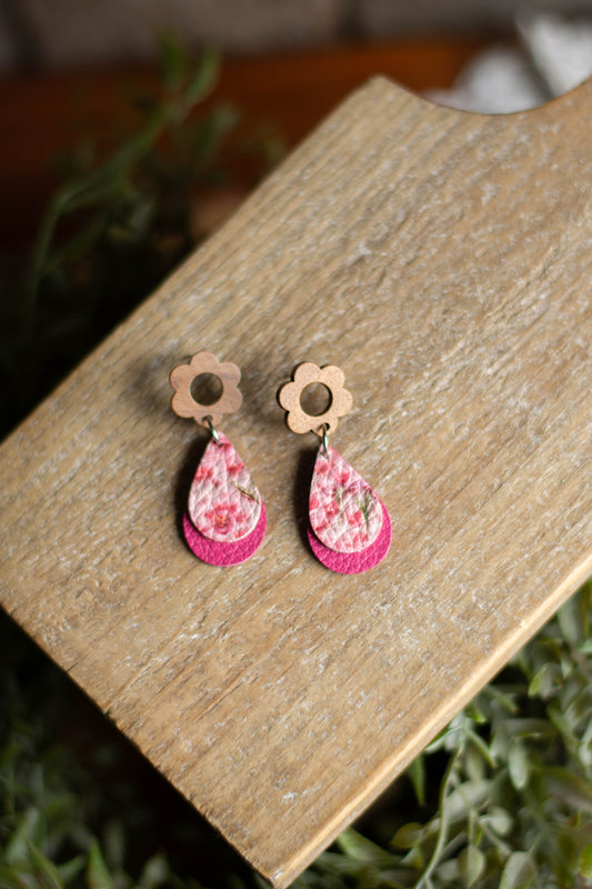 Pink Floral Teardrops