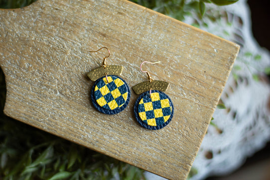 Blue + Gold Checkered Circles