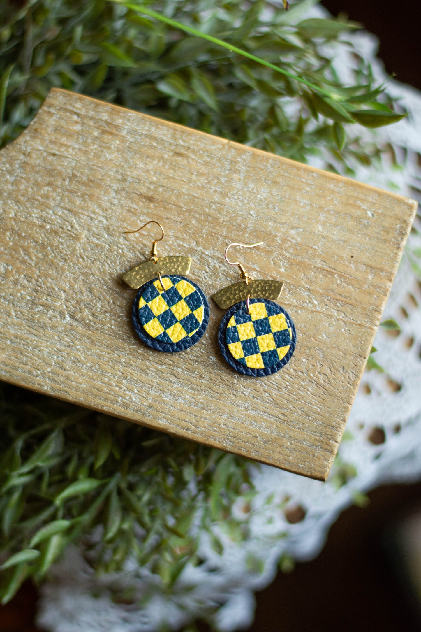 Blue + Gold Checkered Circles