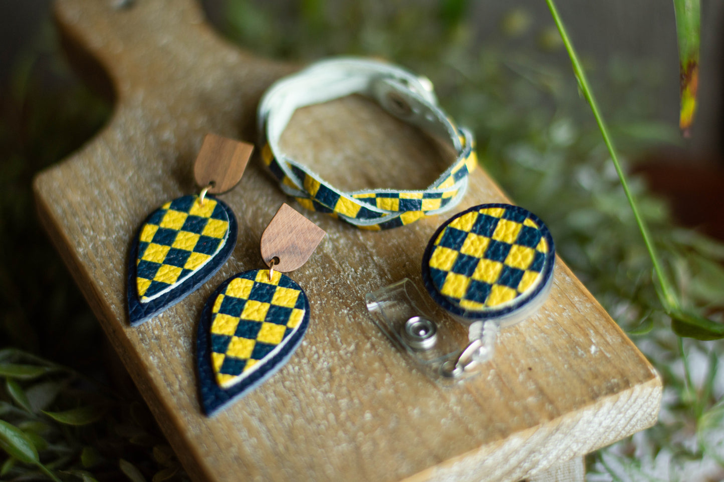 Blue + Gold Checkered Bracelet