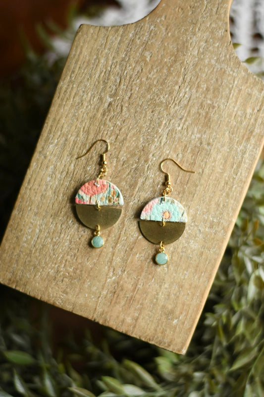 Watercolor Floral Gemstone Dangle