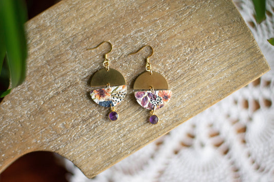 Autumn Floral with Amethyst Gemstone